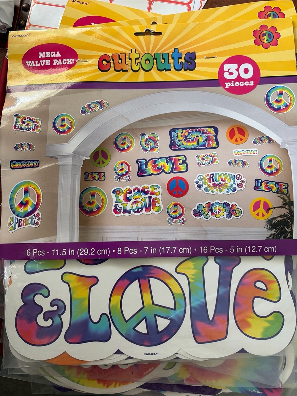 Amscan Tie-Dye Peace & Love Cutouts - Multicolor